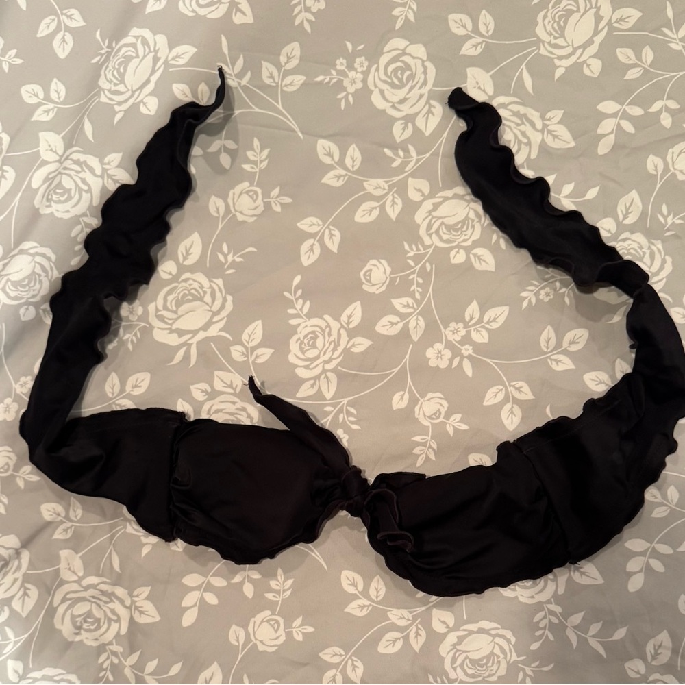 Black Ruffled Bikini Top